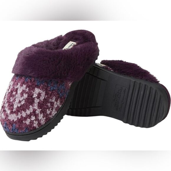 Dearfoams Women's Allison Chenille Fairisle Scuff Slipper-US 7-8-Good Condition - Picture 1 of 6
